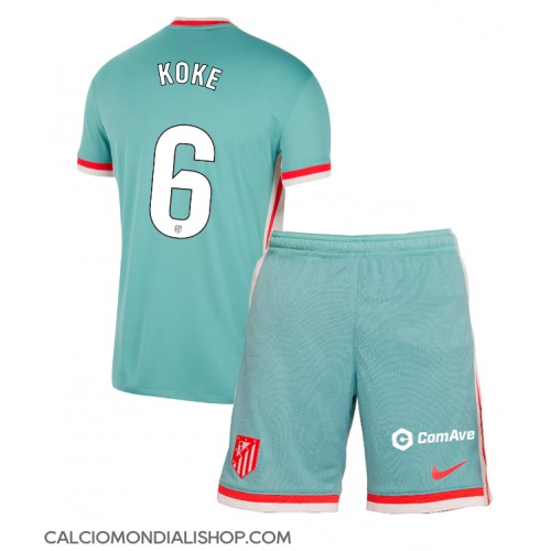 Maglie da calcio Atletico Madrid Koke #6 Seconda Maglia Bambino 2024-25 Manica Corta (+ Pantaloni corti)